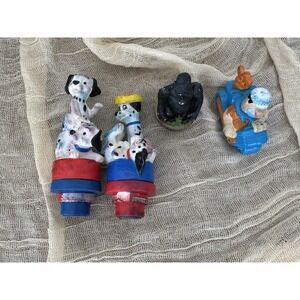 Disney  Stamp Lot 101 Dalmations Two-Tone & Lucky Ink Stamper Dipstick Jewel VTG